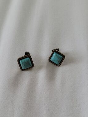 Turquoise Square Stud Earrings - Women Jewelry